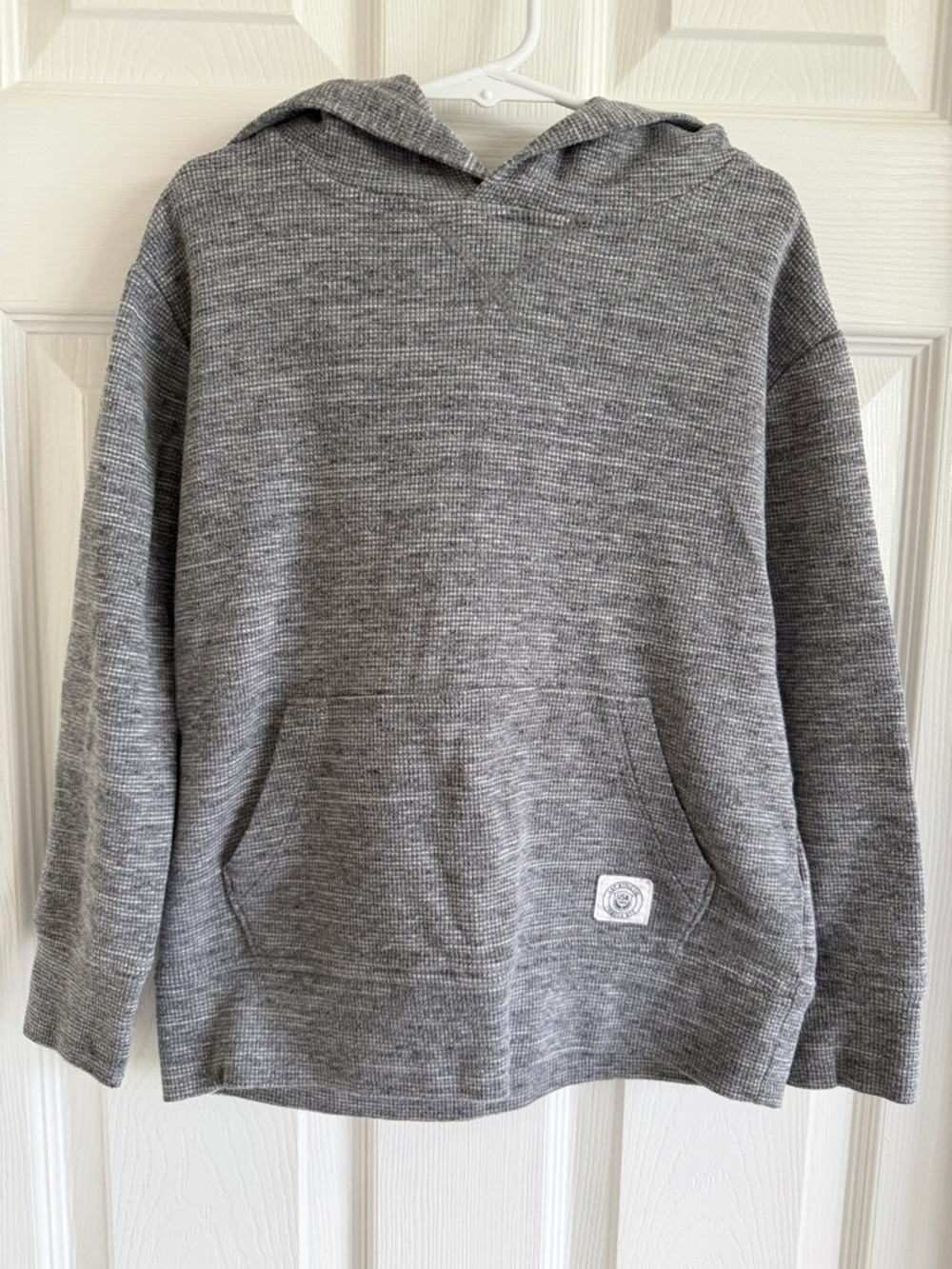GAP Gray Waffle-Knit Hooded Sweatshirt
